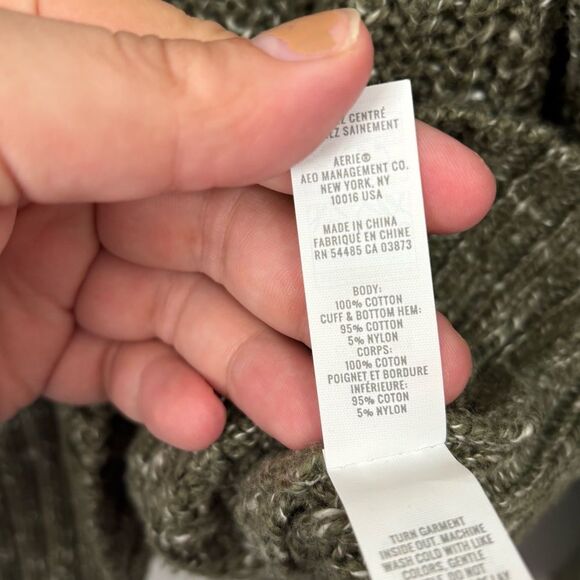 OFFLINE Aerie Chillside Quarter Zip Sweater Olive Green Cozy Oversized Large - Picture 5 of 6